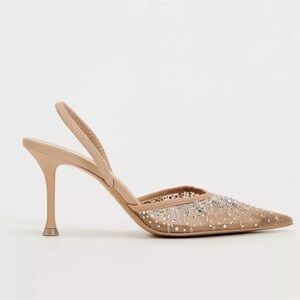 ZARA Heeled Shiny Mesh Slingbacks